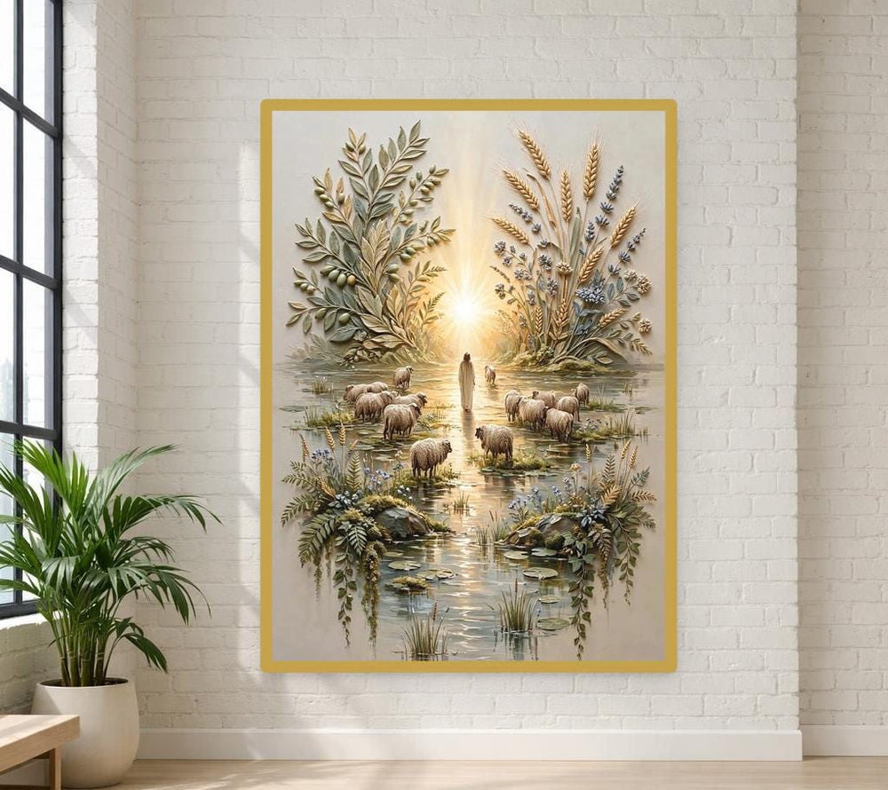 Jesus Walking on Water Wall Art Print, Christian Canvas Art, Prayer Room Decor, Framed Canvas