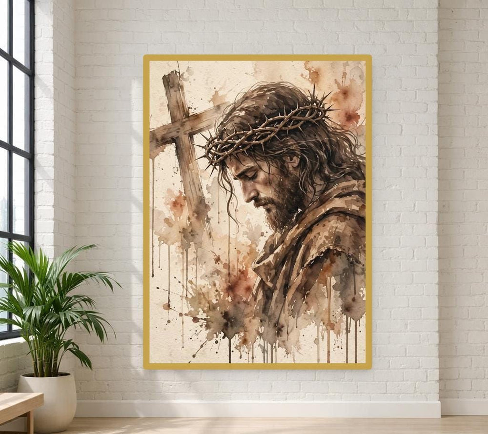 Jesus Christ Wall Art Print, Christian Canvas Art, Prayer Room Decor, Framed Canvas