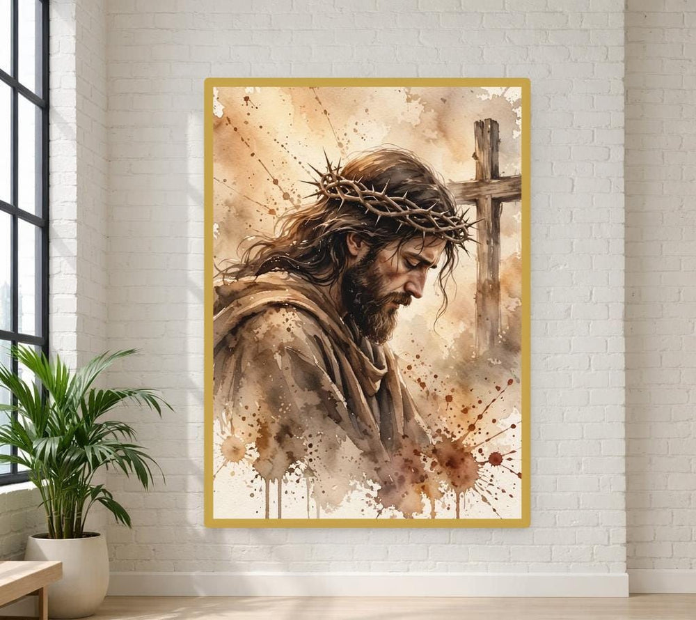 Jesus Christ Framed Canvas Print, Christian Art, Religious Prayer Room Decor
