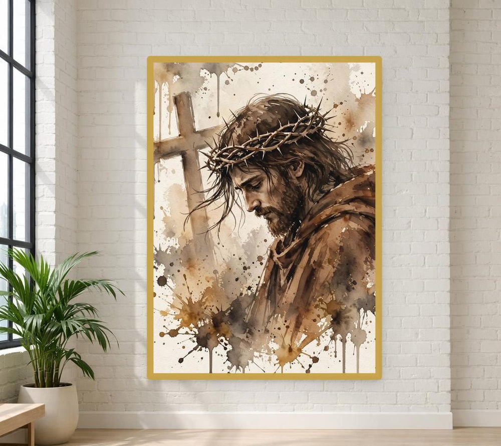 Jesus Christ Framed Canvas Print, Christian Art, Religious Prayer Room Decor