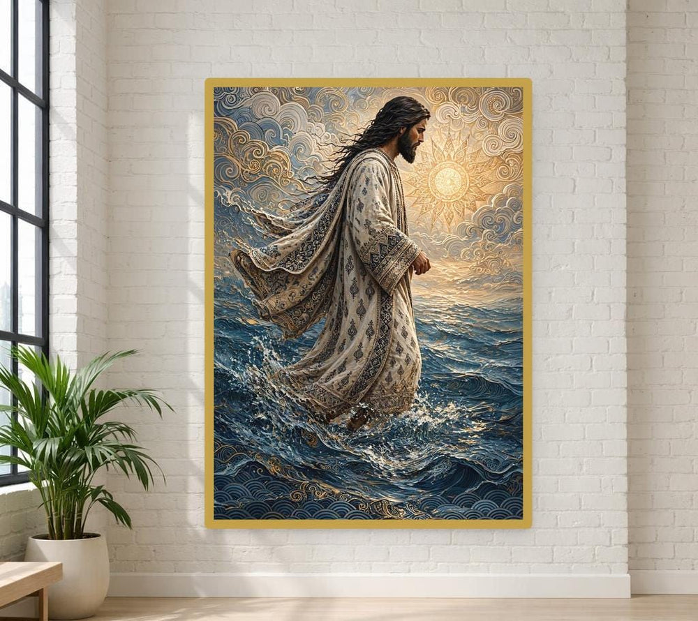 Jesus Walking on Water Canvas Print, Religious Art Wall Art, Faith Based Prayer Room Decor, Ready to Hang