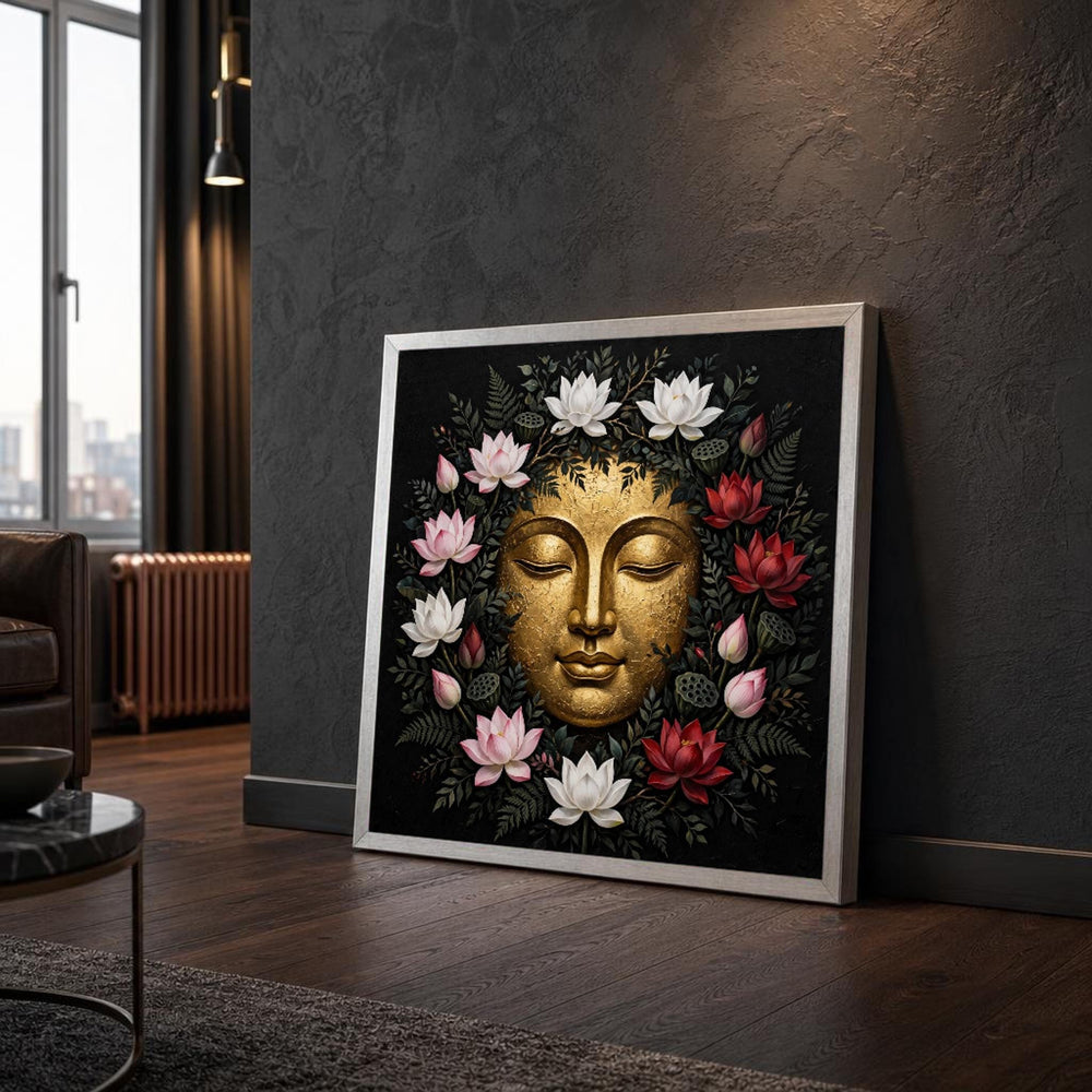Buddha Golden Buddha Spiritual Zen Canvas Wall Art, Buddhist, Buddhist Meditation Art