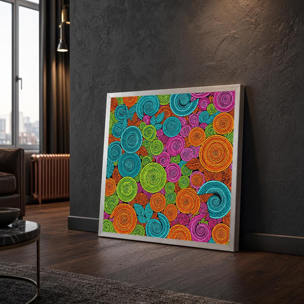 Colorful Abstract Garden Whimsical Floral Canvas Wall Art, Surreal Dreamscape