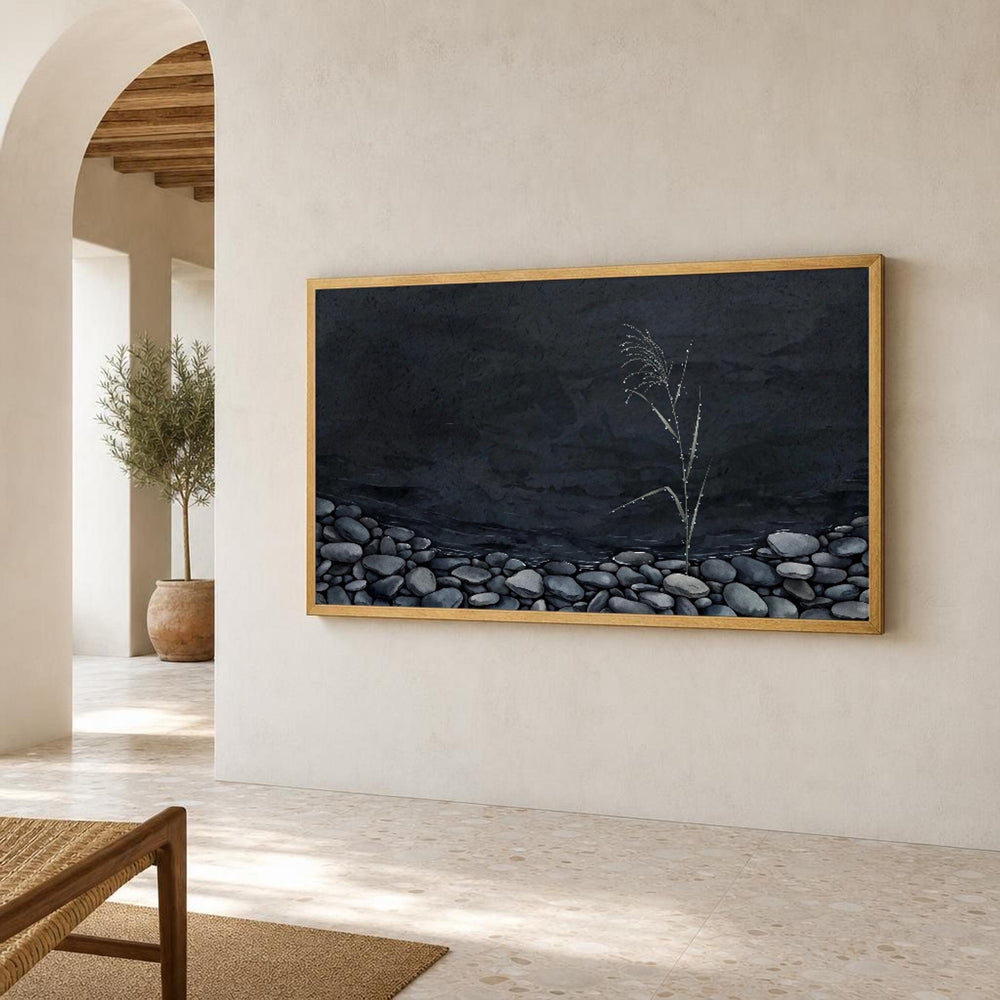 Neutral Zen Stone Minimalist Art Canvas Wall Art, Neutral Tones Minimalist, Modern