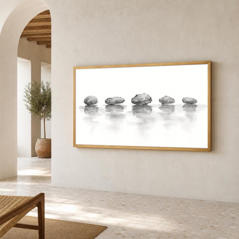 Neutral Zen Stone Minimalist Art Canvas Wall Art, Neutral Tones Minimalist, Modern