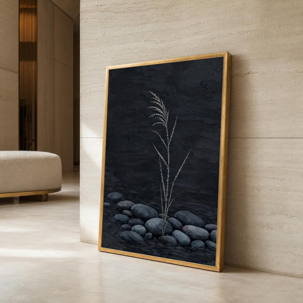 Neutral Zen Stone Minimalist Art Canvas Wall Art, Neutral Tones Minimalist, Modern