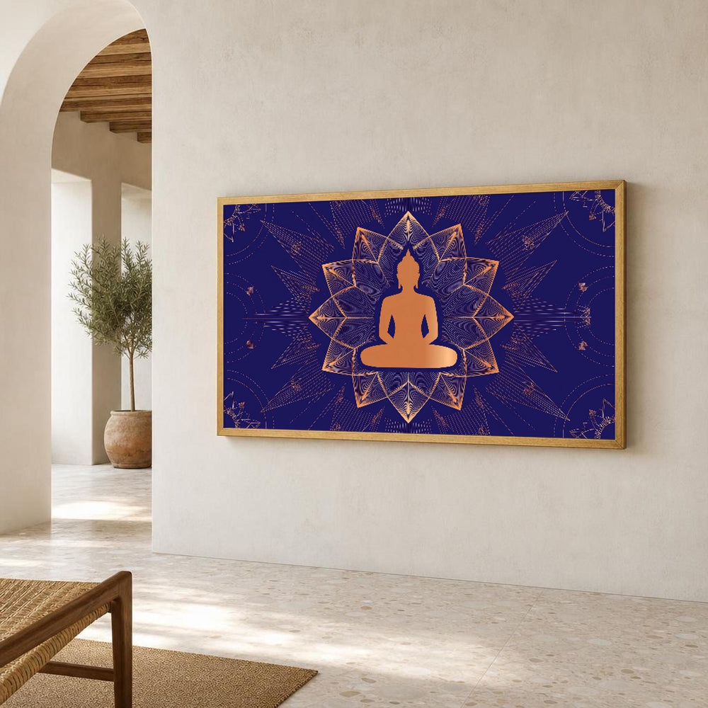 Buddha Meditative Buddha with Glowing Lotus Canvas Wall Art, Buddhist