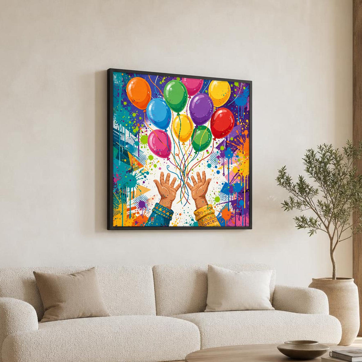 Banksy Balloon Colorful Balloon Girl Canvas Wall Art, Modern, Urban Stencil Street Art