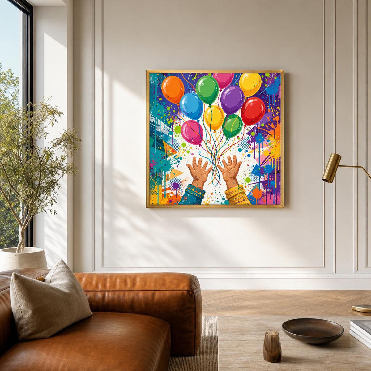 Banksy Balloon Colorful Balloon Girl Canvas Wall Art, Modern, Urban Stencil Street Art