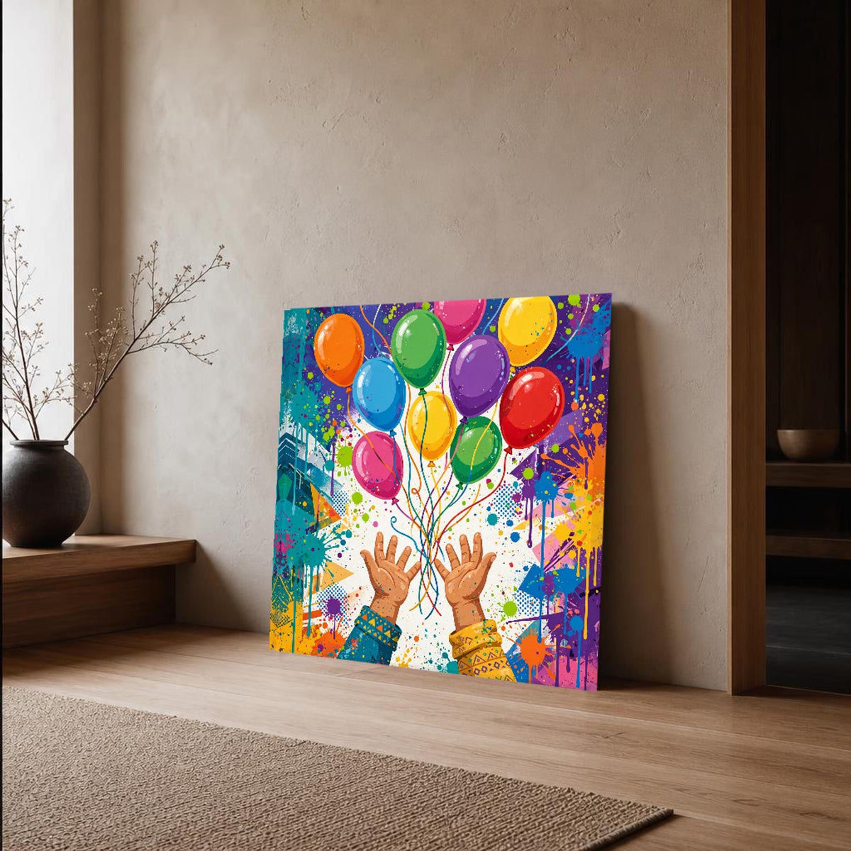 Banksy Balloon Colorful Balloon Girl Canvas Wall Art, Modern, Urban Stencil Street Art
