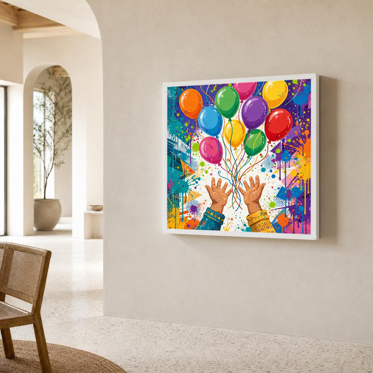 Banksy Balloon Colorful Balloon Girl Canvas Wall Art, Modern, Urban Stencil Street Art