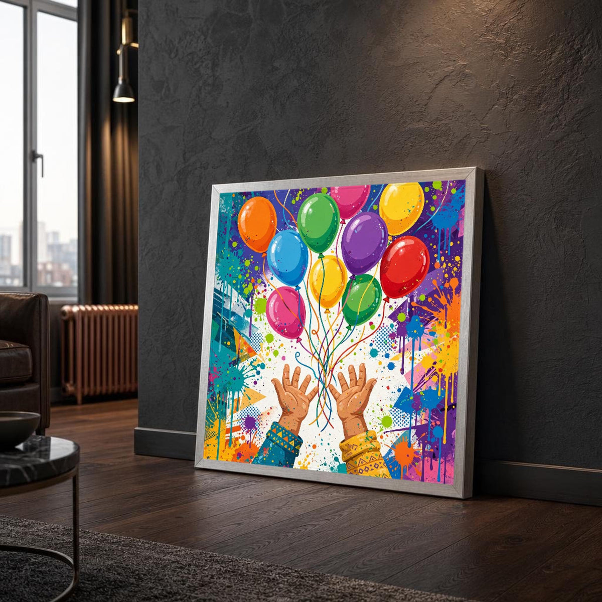 Banksy Balloon Colorful Balloon Girl Canvas Wall Art, Modern, Urban Stencil Street Art