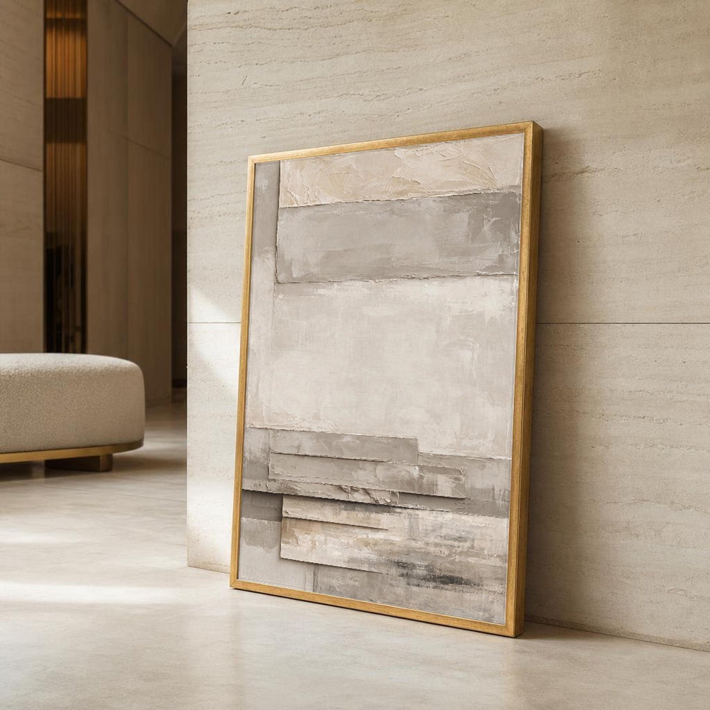 Beige and Gray Neutral Abstract Canvas Wall Art, Neutral Tones Minimalist, Modern
