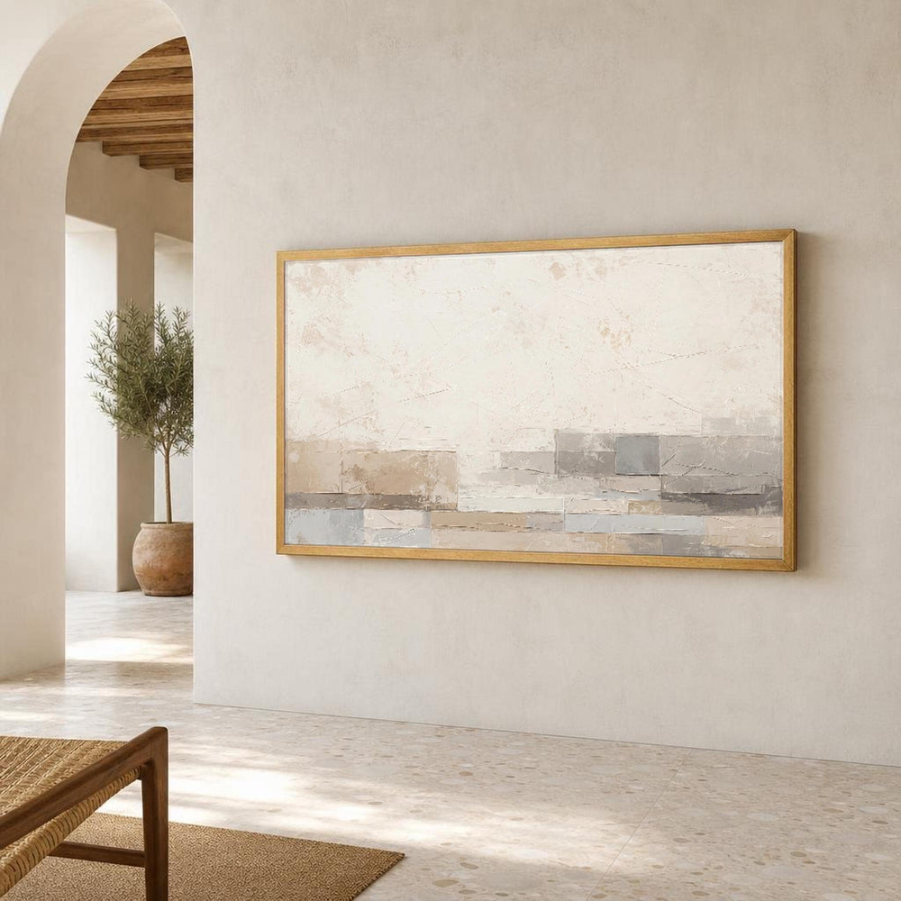 Beige and Gray Neutral Abstract Canvas Wall Art, Neutral Abstract Beige Gray