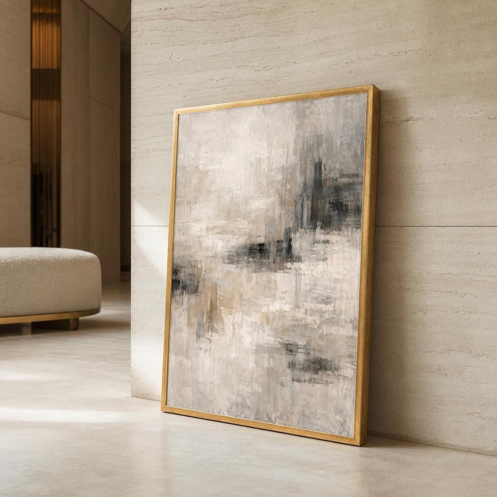 Beige and Gray Neutral Abstract Canvas Wall Art, Modern, Neutral Abstract Beige Gray