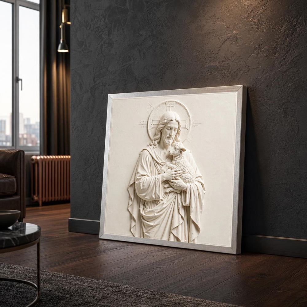 Jesus Christ Canvas Wall Art, Sheep, Facial Features