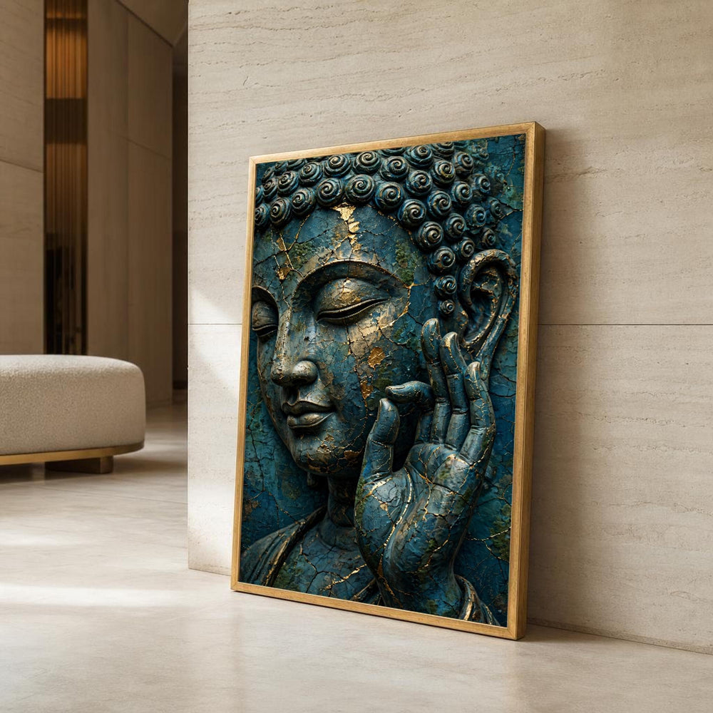 Blue and Gold Buddha Canvas Wall Art