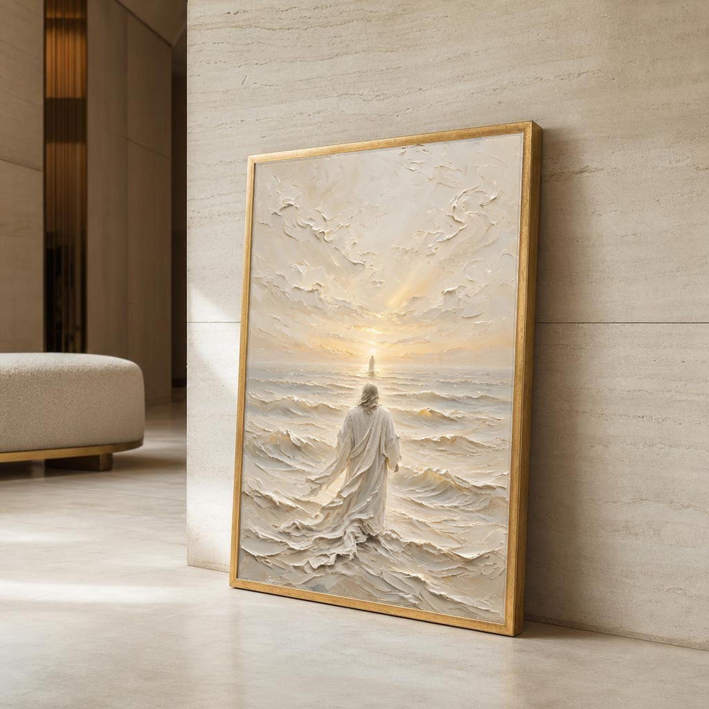 Jesus Walking on Water Canvas Wall Art, Spiritual, Christian Sacred