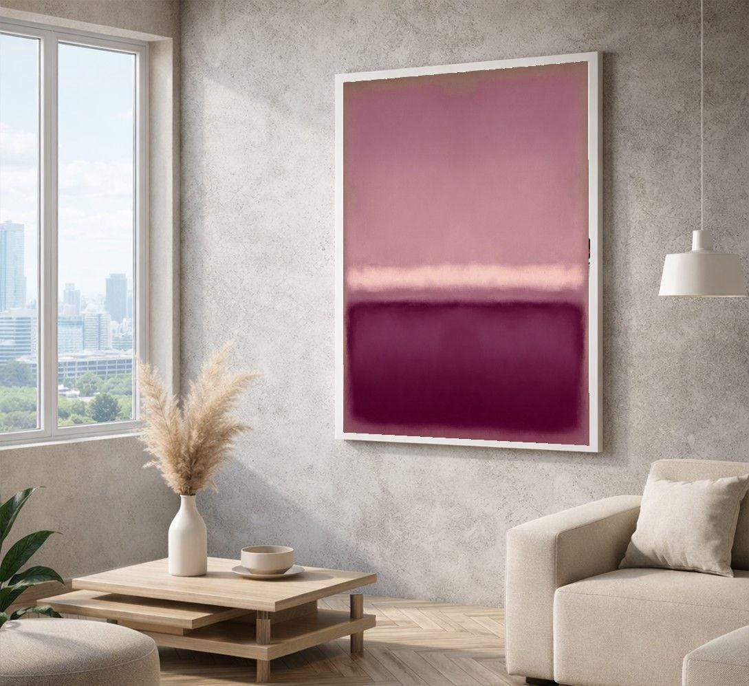 Image 4 of Mark Rothko Purple Mauve Framed Wall Art, Abstract Color Field Canvas Print, Living Room Decor