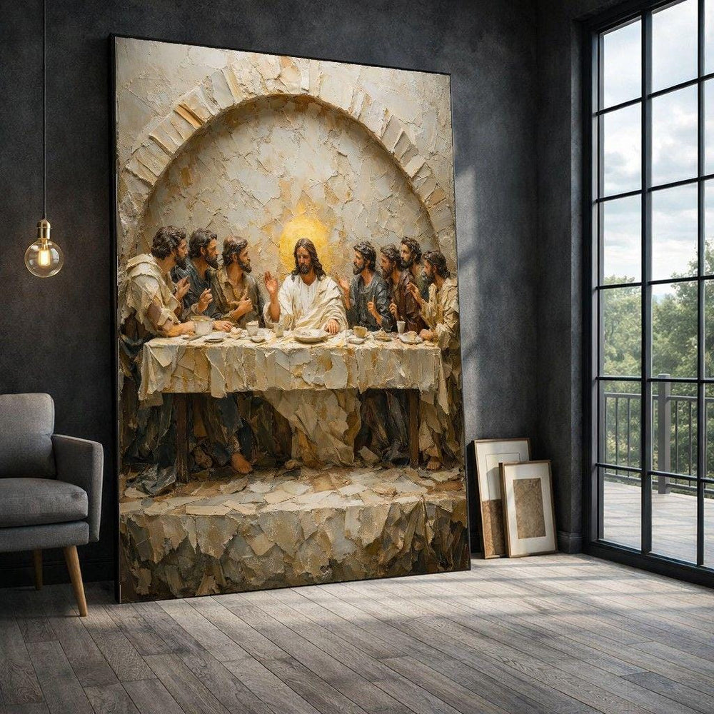 The Last Supper Framed Wall Art, Religious Canvas Print, Christian Living Room Decor