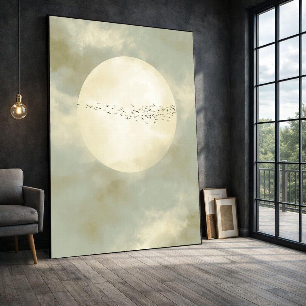 Minimalist Sun Framed Wall Art, Serene Cloud Framed Wall Art, Living Room Decor, Modern Art Canvas Print, Minimalist Modern Bedroom Decor