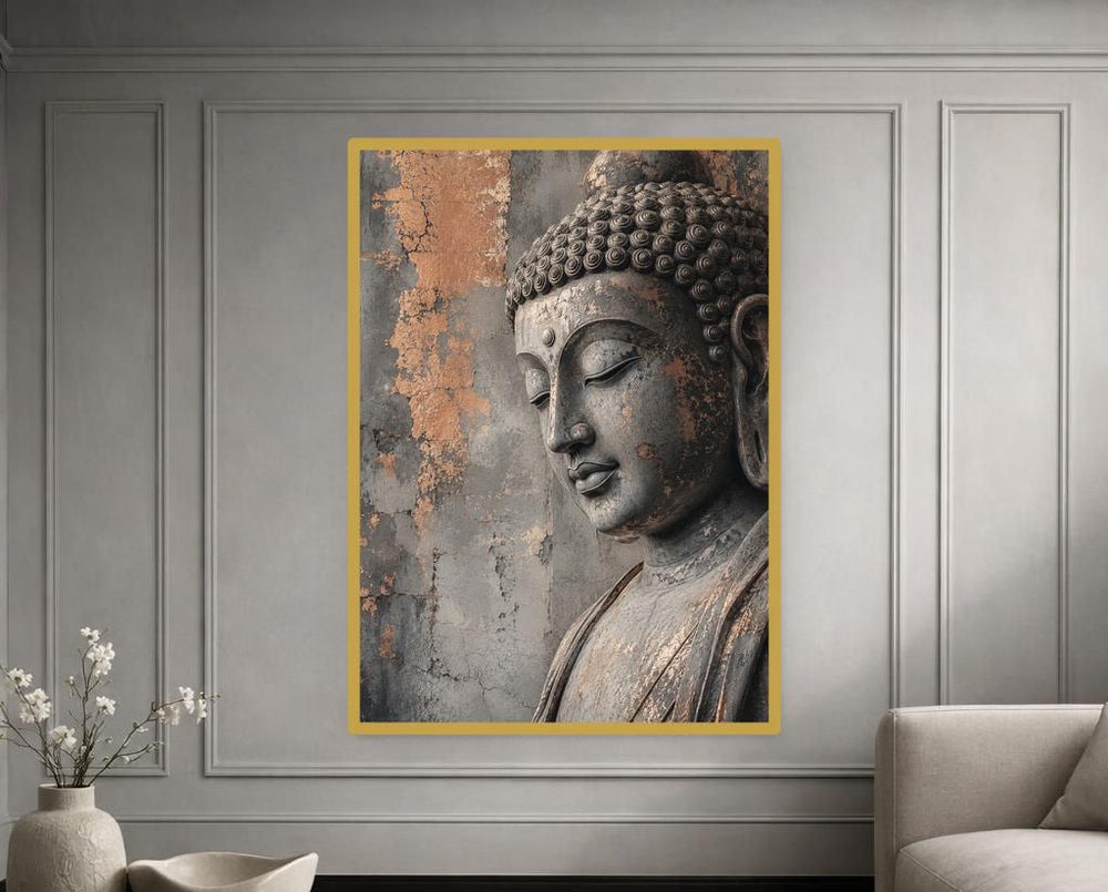 Buddha Sculpture Canvas Print, Buddha Wall Art, Meditation Room Wall Decor, Ready to Hang
