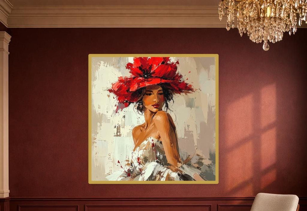 Gothic Red Rose Woman Canvas Print, Gothic Rose Woman Wall Art, Dark Feminine Bedroom Decor, Ready to Hang