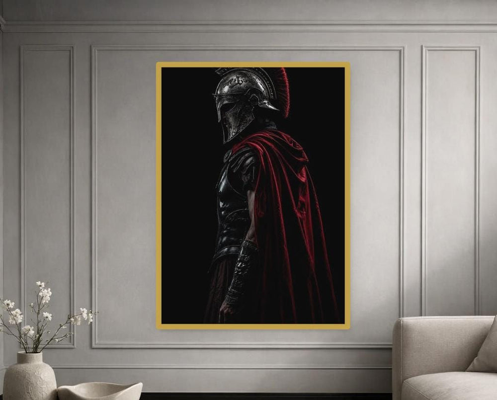 Red Samurai Warrior Wall Art Print, Samurai Warrior Canvas Art, Study Decor, Framed Canvas