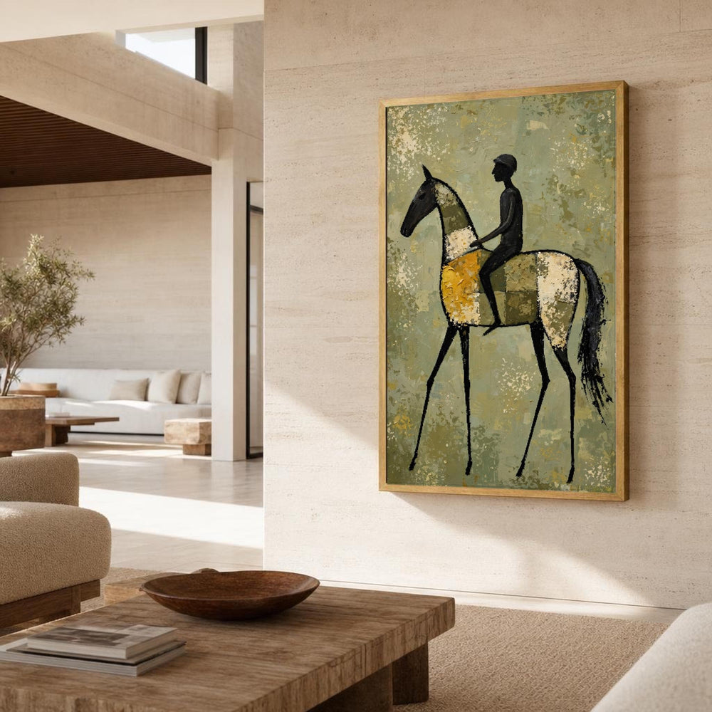 Horse and Rider Canvas Wall Art, Abstract
