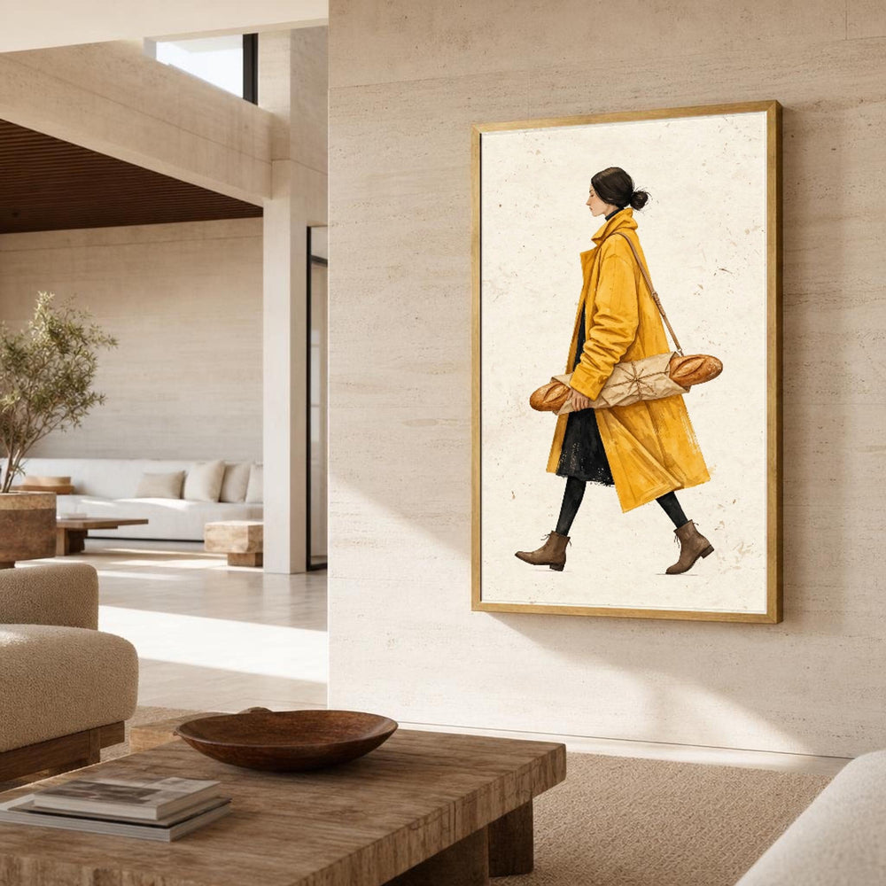 Woman with Bread Canvas Wall Art, Fashion, Casual