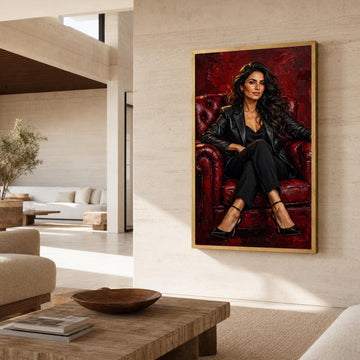 Red and Black Female Portrait Canvas Wall Art, Chic