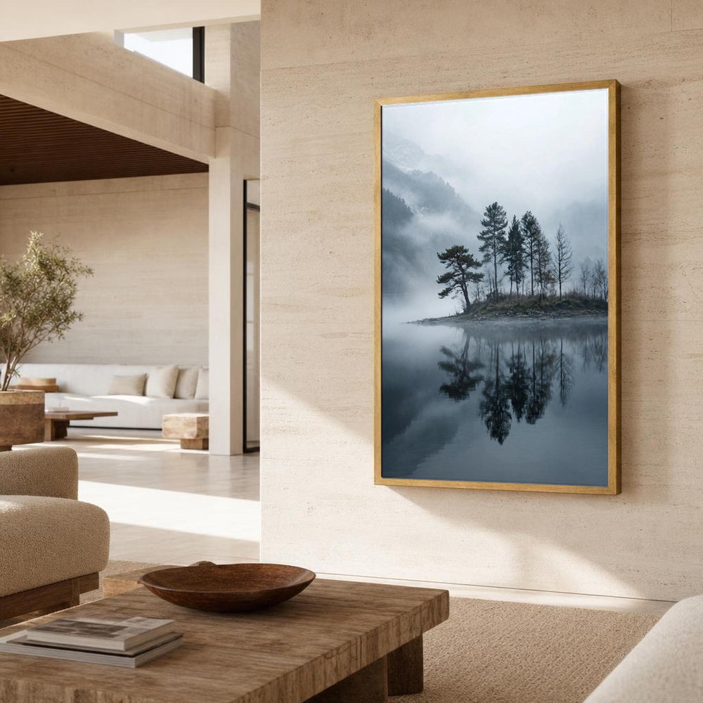 Island with Trees Canvas Wall Art, Reflection