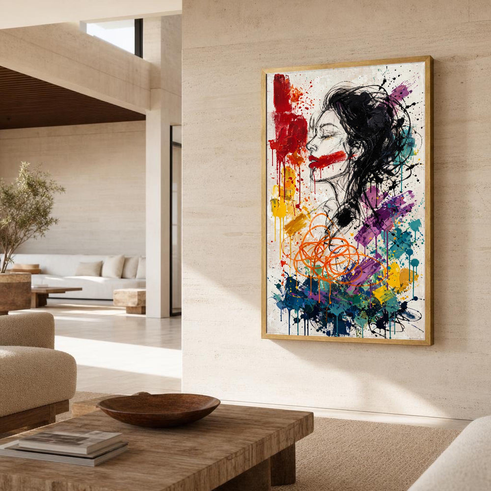 Female Portrait Canvas Wall Art, Abstract, Floral