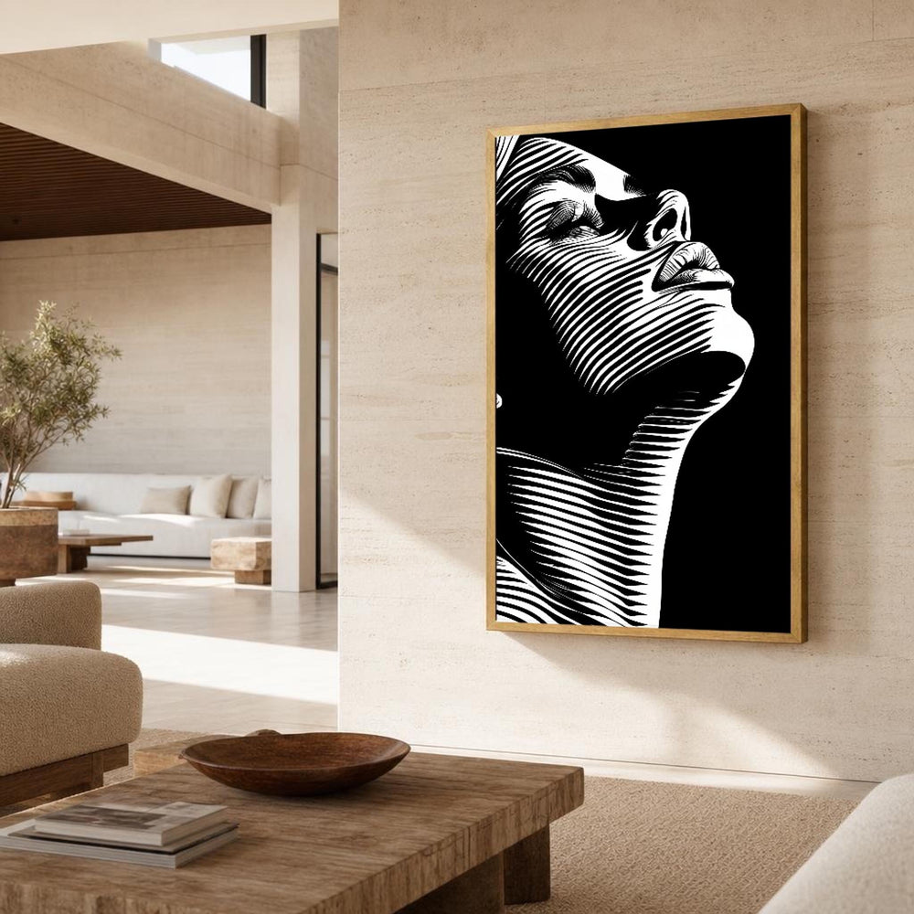 Black and White Female Portrait Canvas Wall Art
