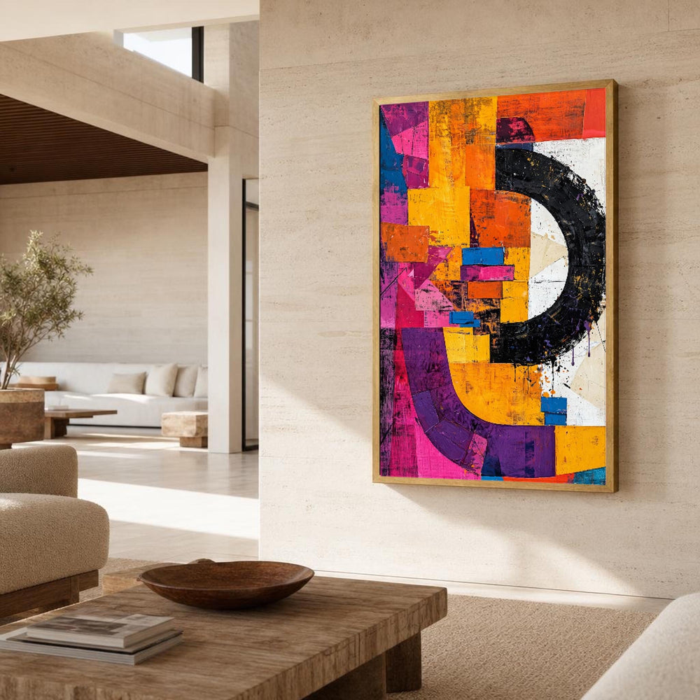 Black and Orange Abstract Composition Canvas Wall Art