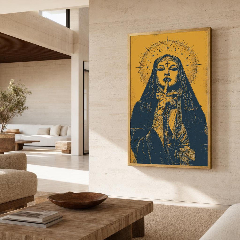 Yellow and Black Female Figure Canvas Wall Art, Mystical, Religious