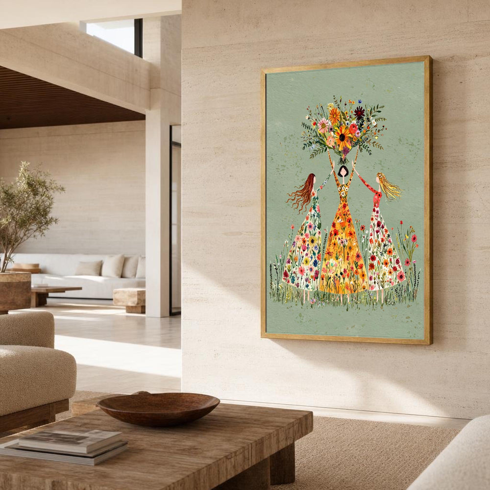 Floral Female Portraits Canvas Wall Art
