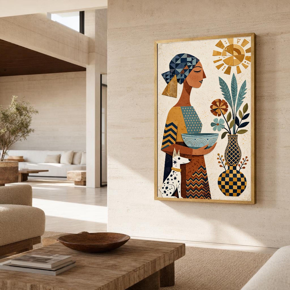 Floral Female Portrait Canvas Wall Art, Modern, Mexican