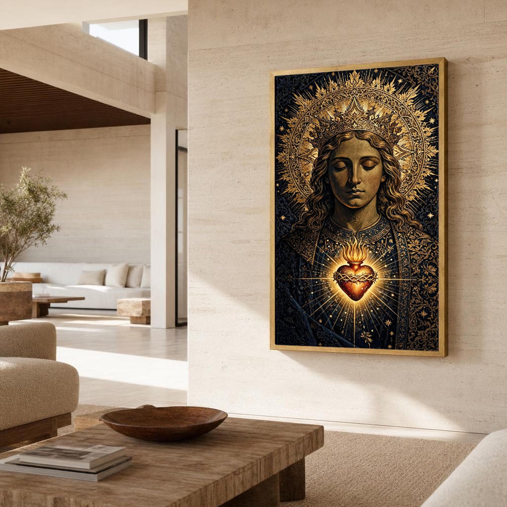 Sacred Heart of Jesus Religious Christian Canvas Wall Art, Christian Sacred Art