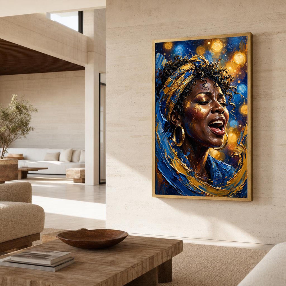 Jazz Singer - African American Canvas Wall Art, Contemporary Fine, Modern