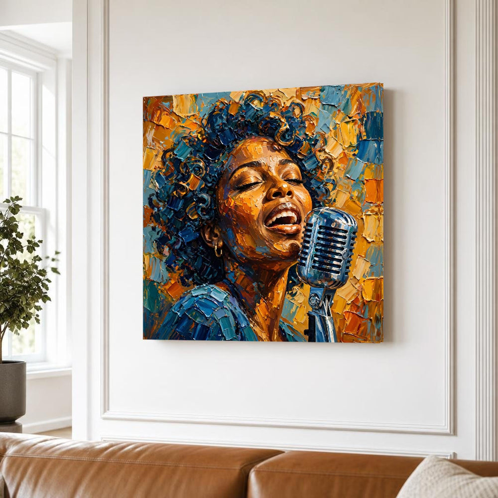 Jazz Singer - African American Canvas Wall Art, Modern
