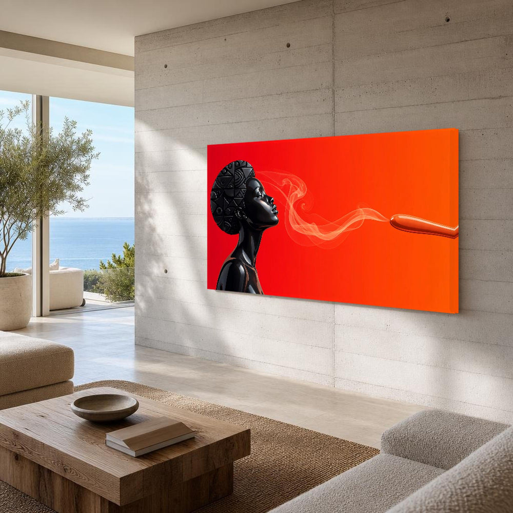 Bold Afro Art Vibrant Cigar Smoker Canvas Wall Art, Modern Minimalist Abstract