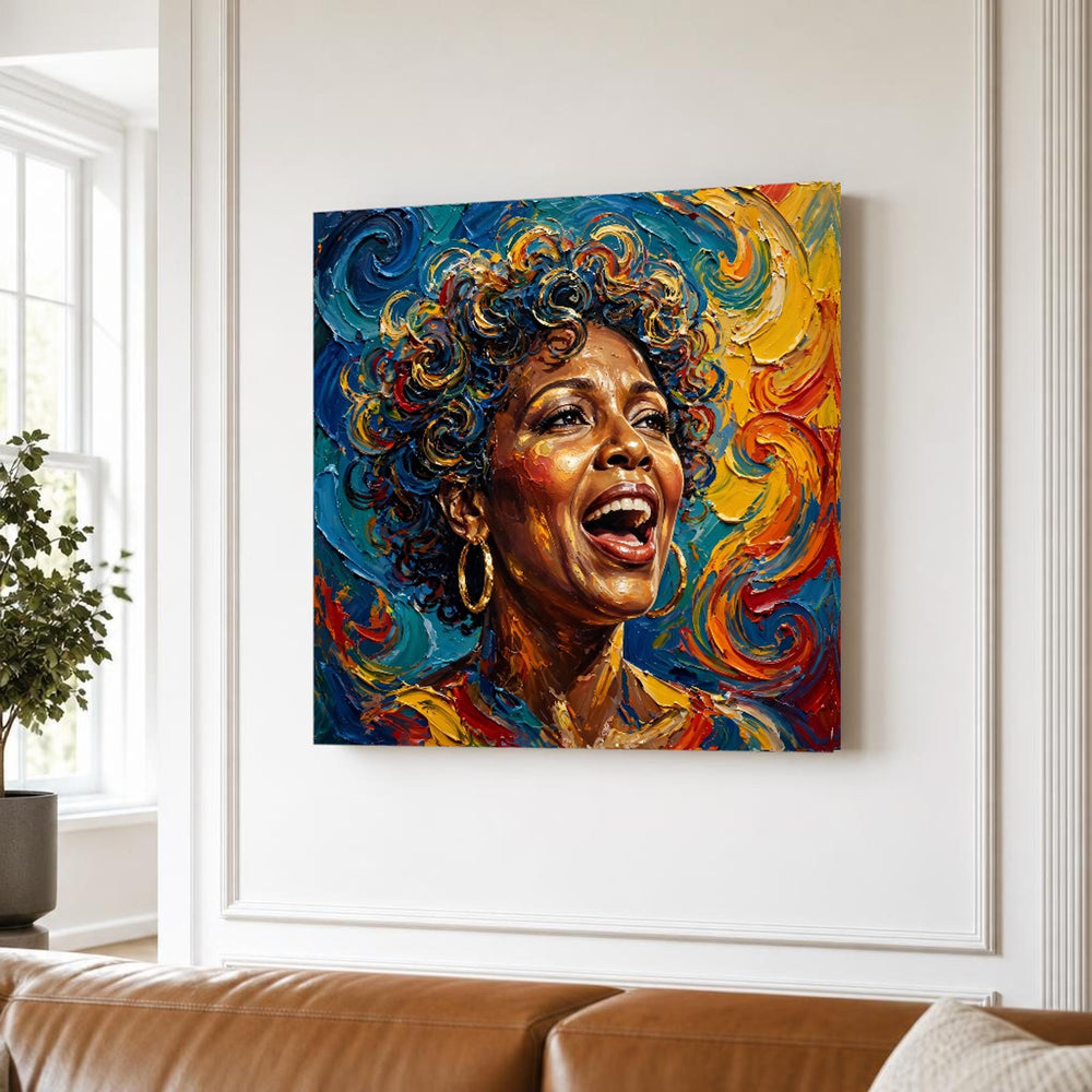 Jazz Singer - African American Canvas Wall Art, Contemporary Fine, Modern