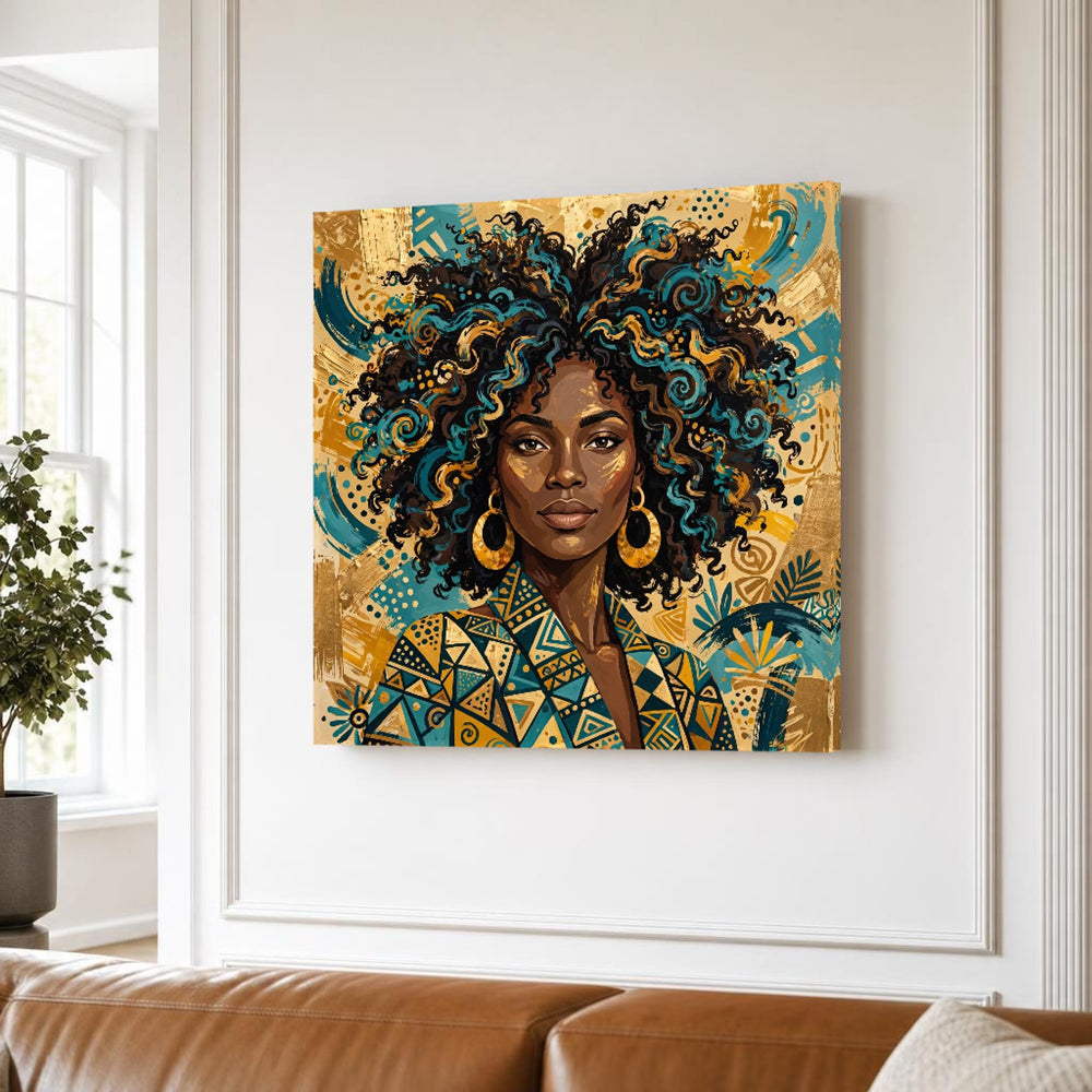 Bold Afro Art Vibrant Cigar Smoker Canvas Wall Art, Modern Minimalist Abstract
