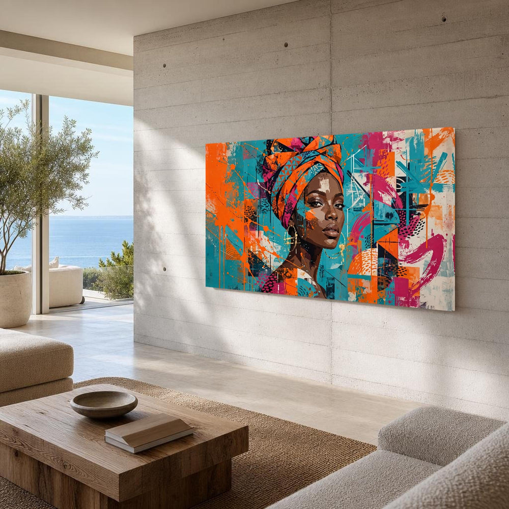 Bold Afro Art Vibrant Cigar Smoker Canvas Wall Art, Portrait