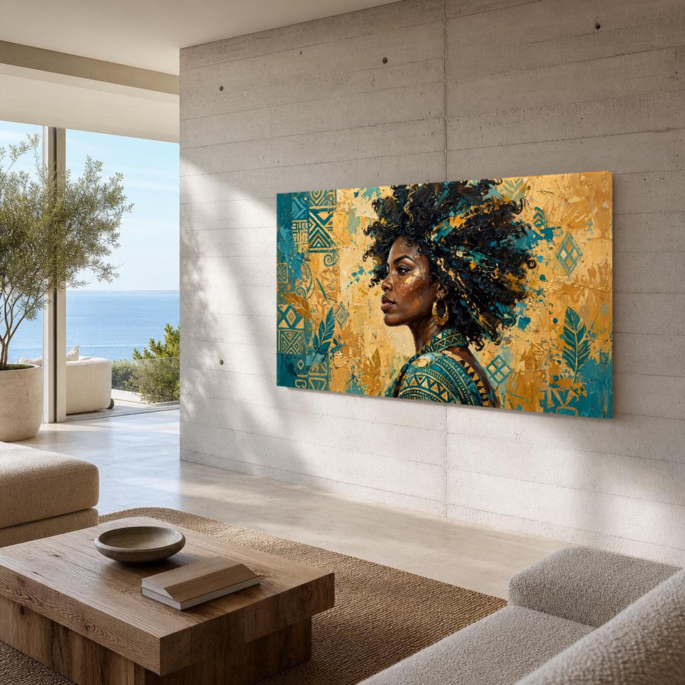 Bold Afro Art Vibrant Cigar Smoker Canvas Wall Art, Modern Minimalist Abstract