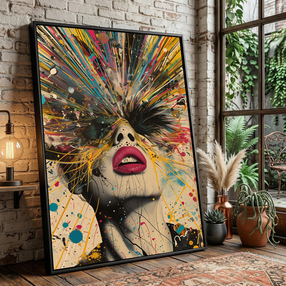 Vibrant Abstract Portrait Canvas, Expressionist Face Wall Art, Contemporary Home Decoration