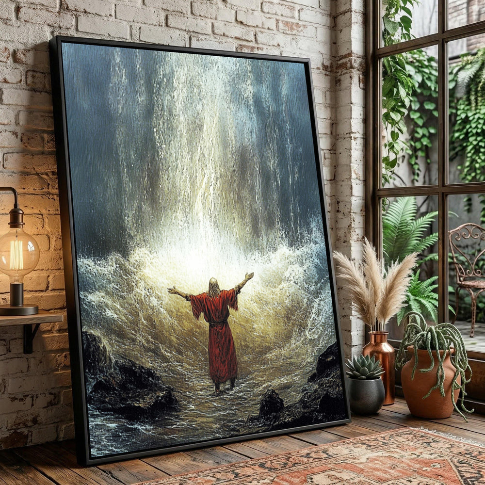 Parting Red Sea Canvas Art, Inspirational Biblical Scene, Spiritual Home Decor