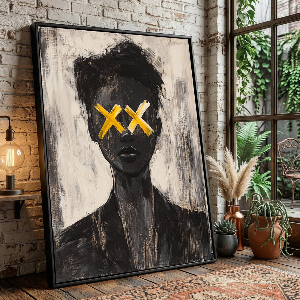 Abstract Black Woman Canvas Art, Expressionist Portrait Painting, Modern Home Decor