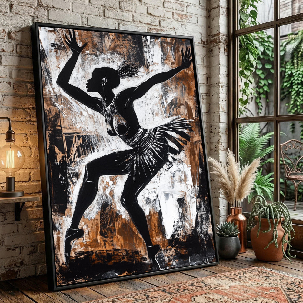 African Dance Silhouette Canvas Art, Modern Ethnic Abstract Painting, Cultural Home Decor